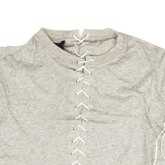 UNRAVEL PROJECT Grey Lace Cropped Long Sleeve T-Shirt Size XXS $615 - Picture 2 of 4